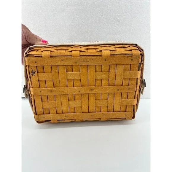 Longaberger 2002 Classic Rectangular Basket With Liner And Plastic Divider  13" - Picture 2 of 6